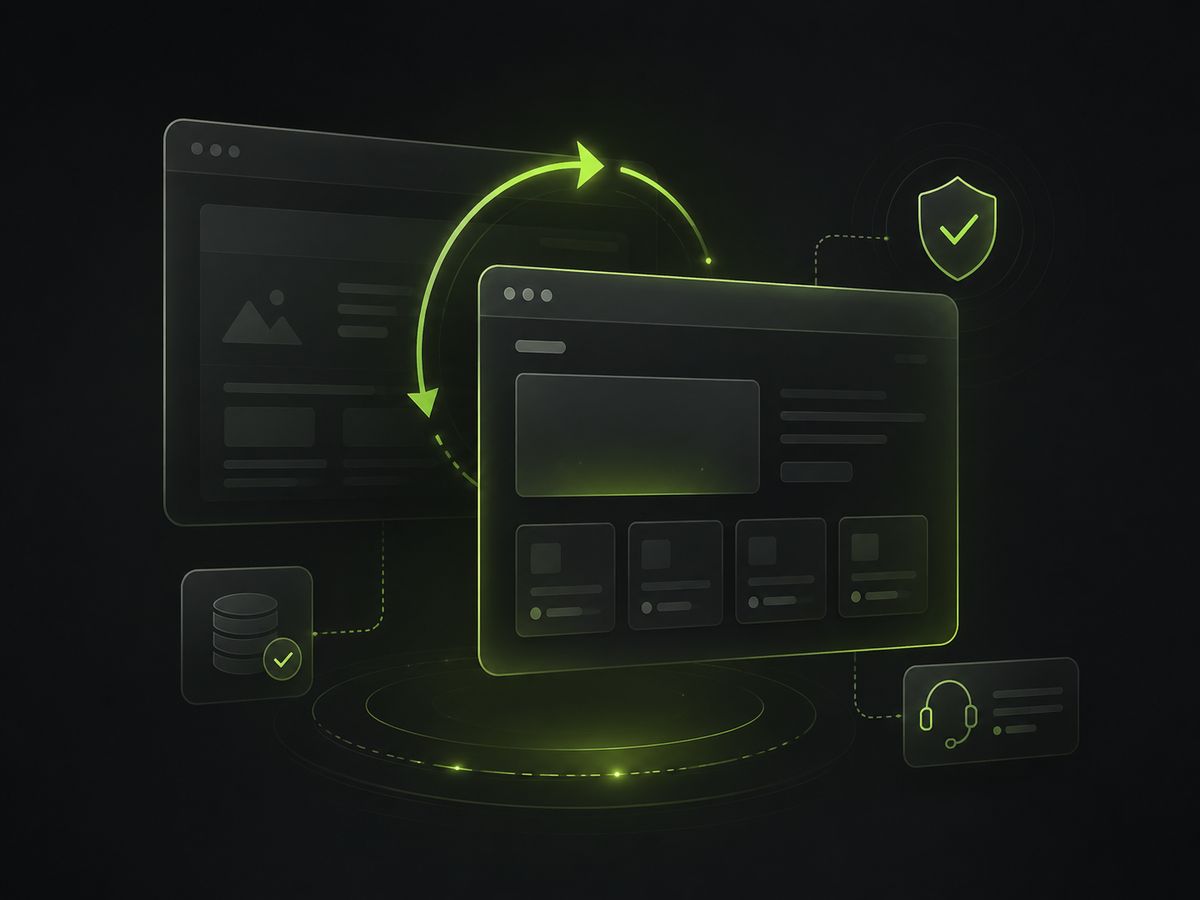 Restyling di un sito web: passaggio dalla versione precedente alla nuova con sicurezza, backup e supporto